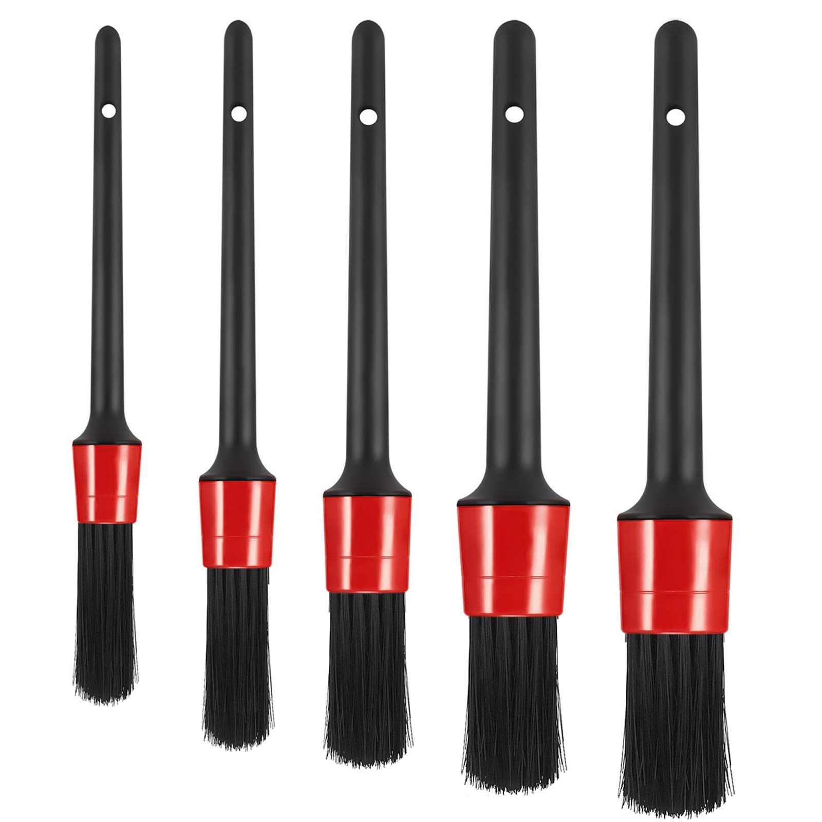 Skyzone 5 PCS Auto Car Detailing Brushes,Automotive Soft Hair Bristles Detail Cleaning Brush Set for Cleaning Engine,Air Vents,Emblems,Wheels,Tire, Leather,Interior, Exterior,Motorcycles(Black)