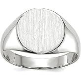 JewelryWeb 14k White Gold Polished Solid Back Signet Ring Size 6 Ring for Women