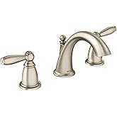 Moen Brandtford Brushed Nickel Two-Handle High Arc Widespread Bathroom Sink Faucet for 3-Hole Setups with Valve Included, TV6620BN