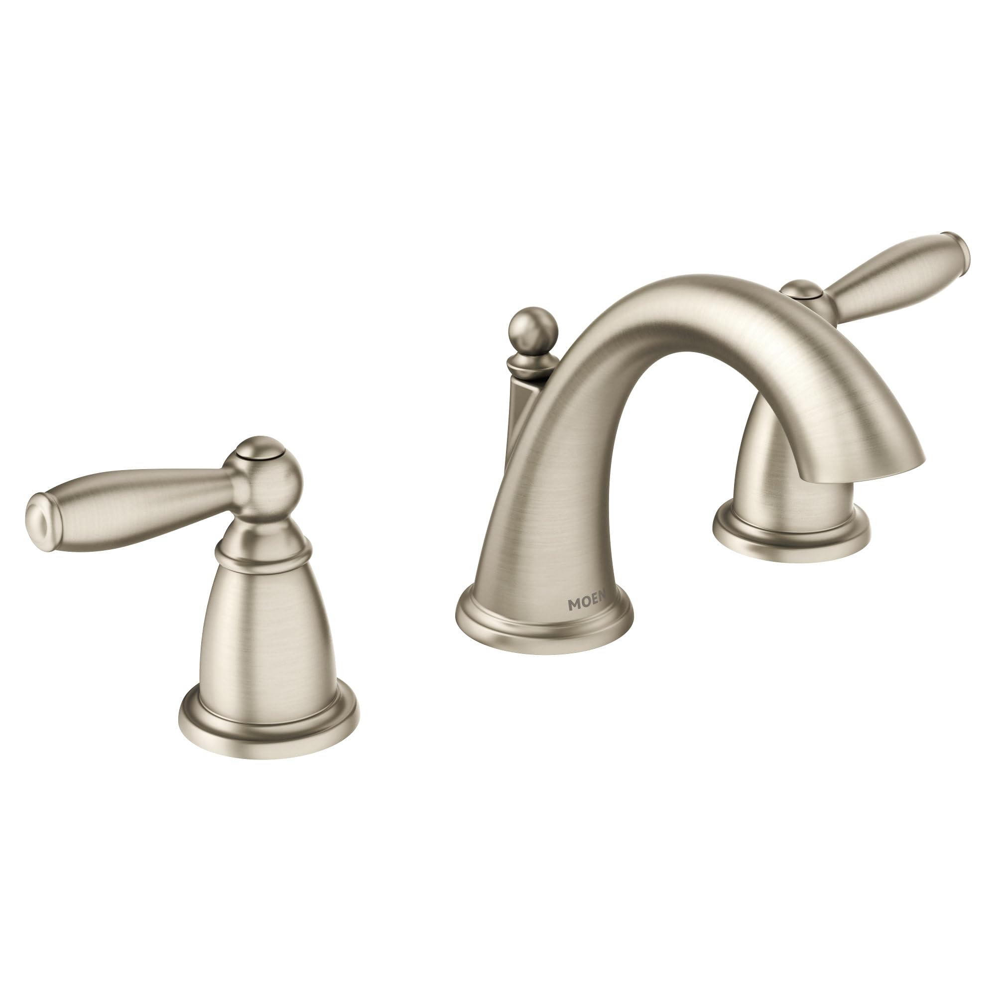 Photo 1 of Moen Brantford Brushed Nickel Two-Handle Widespread Bathroom Sink Faucet Trim Kit, Traditional Bathroom Faucet for Three Hole Bath Sinks (Valve Required), T6620BN