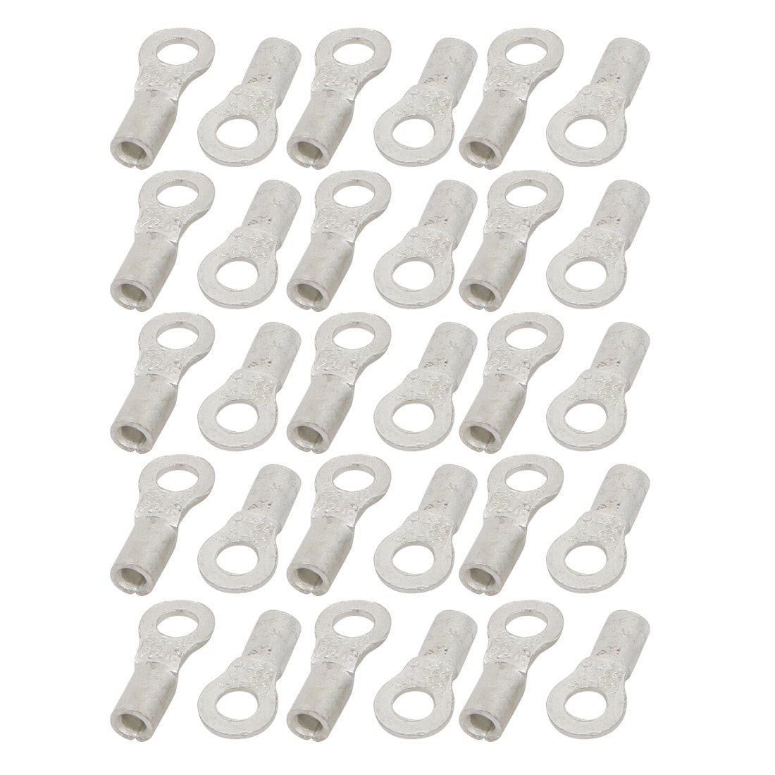 sourcingmap 30 Pcs RNB1.25-3.2 Bare Ring Tongue Type Non Insulated Terminals for AWG 22-16 Wire