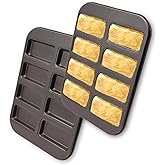 Gurlideo Mini Bread Pan Carbon Steel Cake Bread Mold Baking Pan Financier Baking Pan 8-Cavity for Oven Baking Mini Bars, Granola Bar Cornbread(Black)