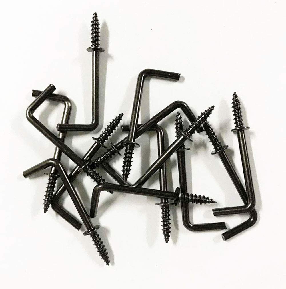 IDEALSV 50 Pcs Black 1-1/4 Inch 1 Shape Screw Hooks L Shape Hooks Vintage 7 Shape Right Angle Medal Hook