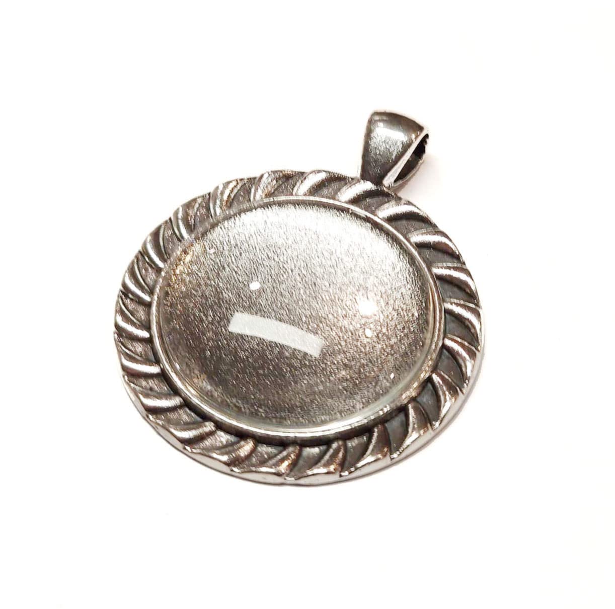 8 Pieces 4 Pieces Charm Empty Bezel Tray Lockets Metal Pendant Setting Jewellery Round 4 Pieces Clear Glass Cabochon Craft Set, 43mm x 34mm und 25mm Cabachon, Brass Glass, None