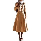 IDEALSANXUN Womens Long Wool Coat Fall Winter Double Breasted Trench Coat Peacoat Jackets