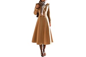 IDEALSANXUN Womens Long Wool Coat Fall Winter Double Breasted Trench Coat Peacoat Jackets