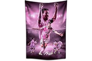IDOLUSTER Soccer Superstar Lionel Messi Signed Wall Tapestry Poster For Kids Fans Bedroom Wall Hanging Decoration-Messi Tapestry For Teen Boy Birthday Party Gifts-70X100CM