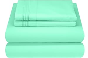 Mezzati Ultra Soft and Lightweight Bed Sheet Set - Brushed Microfiber Bedding for a Comfortable Night's Sleep (Carnival Aqua, Twin Size)