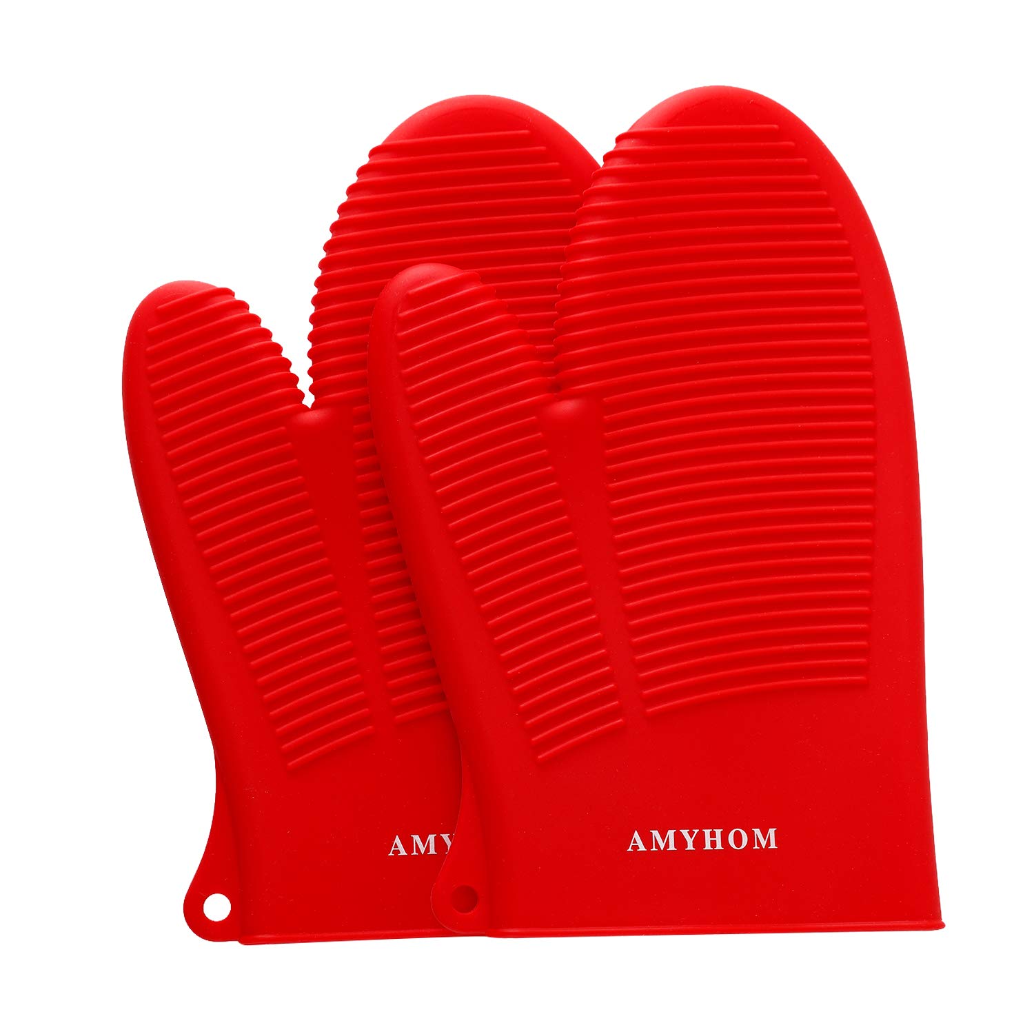 Silicone Oven Mitts, AMYHOM Superior Heat Resistance 446°F Food Grade Silicone Oven Gloves Professional Safe Pot Holders Kitchen Gloves for Cooking Oven BBQ Barbecue Baking, 2 Pack