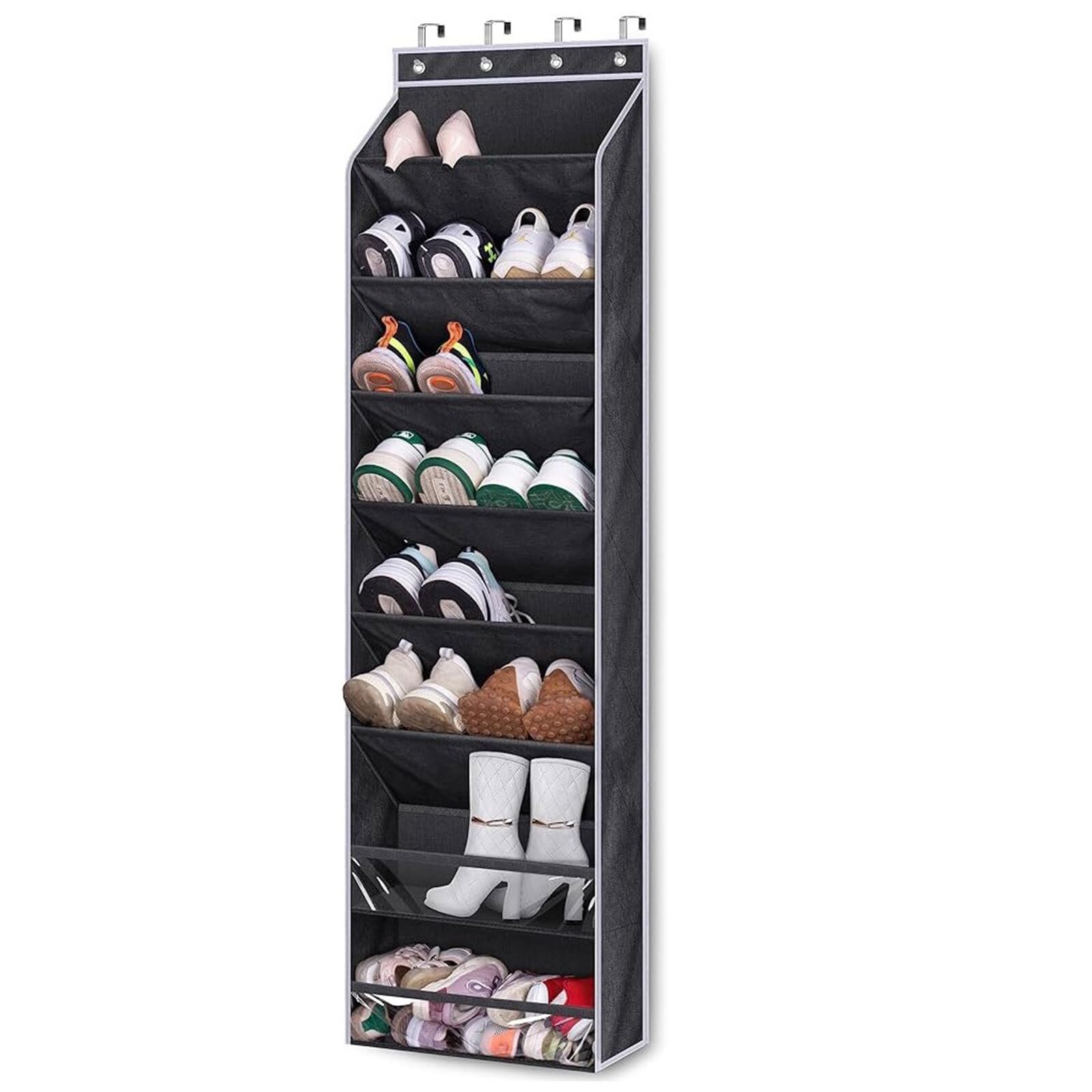 NCONCO Hanging Shoe Rack Organizer 8-Tiers Space Saving Shoe Organizer Over the Door Shoe Organizer Hanging Shelf Wall Mounted Behind the Door Storage for Closet Laundry Room