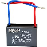 HQRP Ceiling Fan Capacitor CBB61 12uf 2-Wire UL Listed