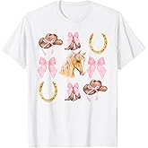 Western Girl Country Rodeo Pink Cowgirl Horse Coquette Bow T-Shirt