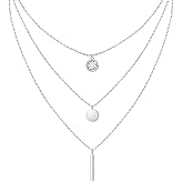 Iringnier Long Layered Necklaces for Women Trendy 925 Sterling Silver Triple 3 Circle Multi Layered Necklace Long Layering Necklaces Christmas Gifts Jewelry