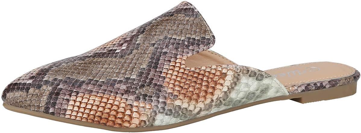 Womens Backless Slip On Loafer Flats Mules Low Heel Shoes