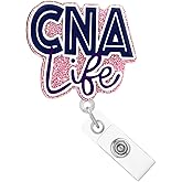Abamilaka Pink CNA Life Badge Reel Retractable Clip Nurse Nursing Badge Reels Holder for Nurses Medical RN Glitter Acrylic Badge Clips Doctor Student Hospital Office Name Tag Card Accessories