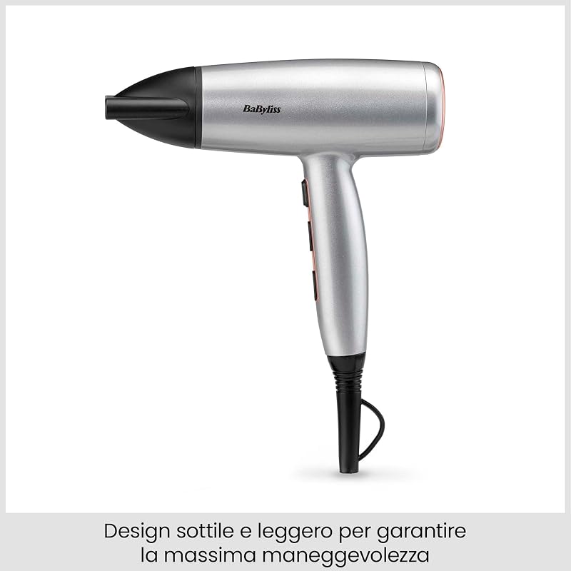 Cosmos Phon Capelli Leggero - Diffusore per Asciugacapelli, Potente ed Elegante da 2100W, Ionico Anti-Crespo, 3 Impostazioni di Calore e 2 di Velocità, Argento, D580DE