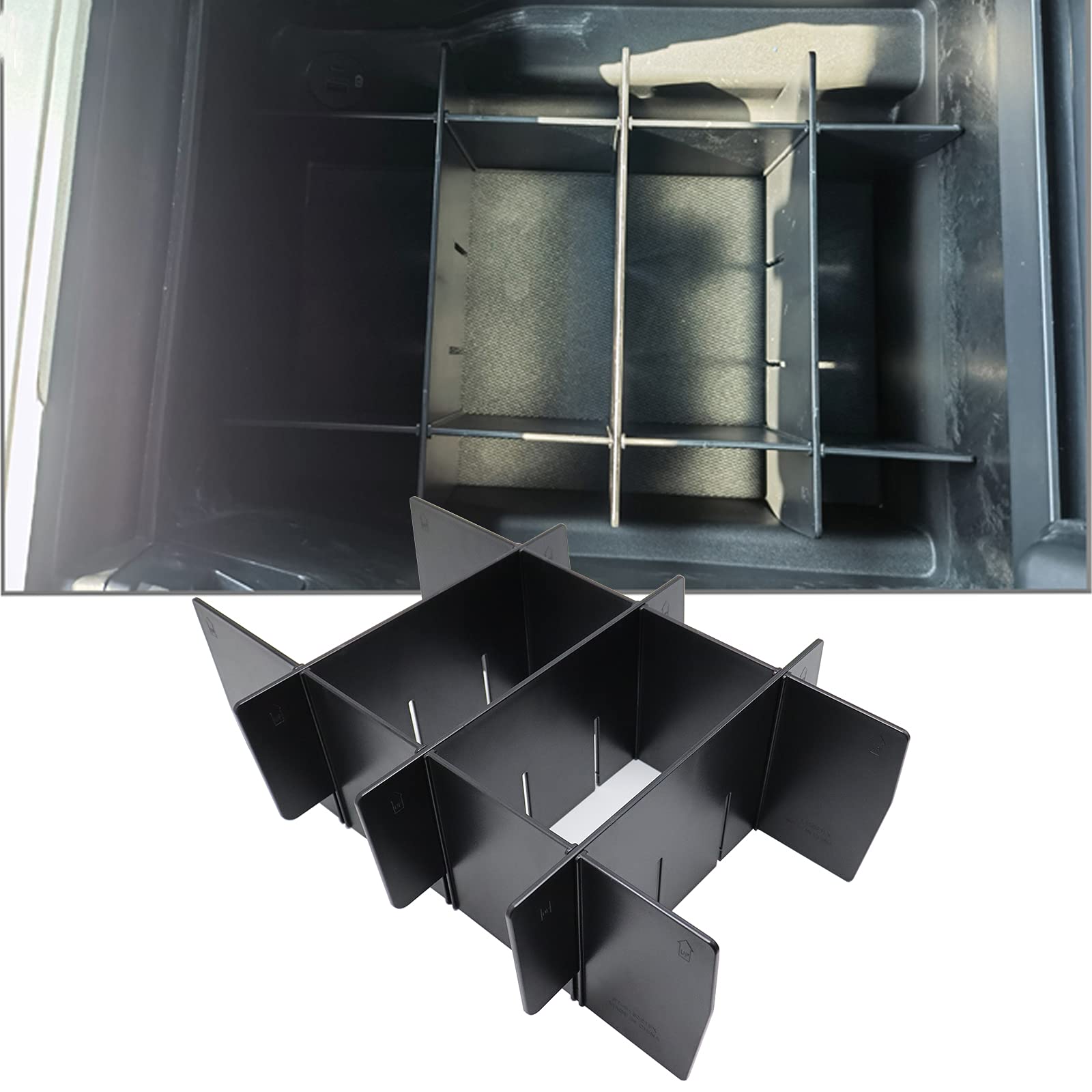 Photo 1 of SENSHINE Center Console Organizer Divider for Ford F150 2021 2022 2023 2024 Accessories Insert Armrest Interlock Secondary Storage Tray Box ABS Material