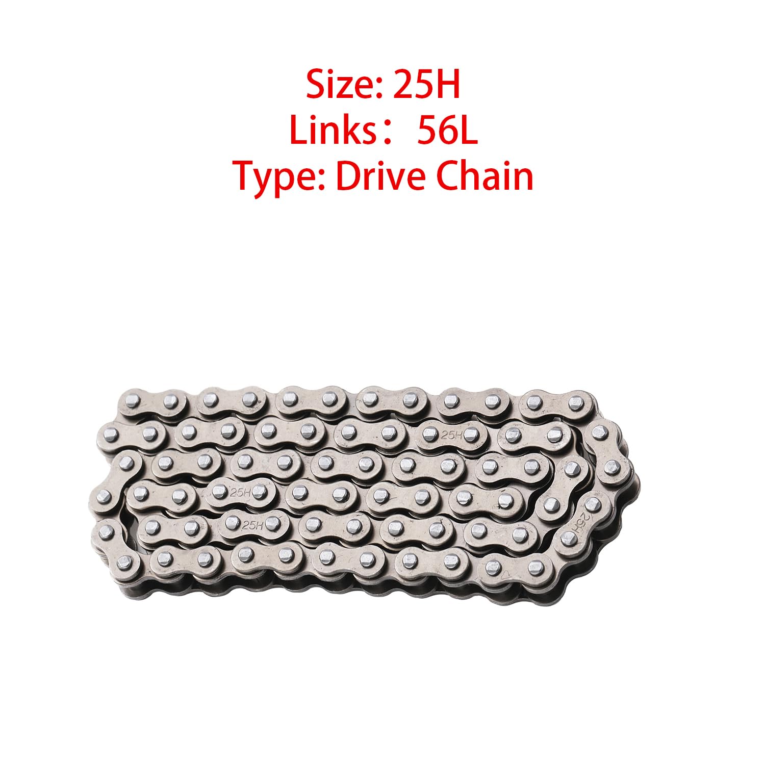 KAMIER #25 Roller Chain 56 Links with 5pcs Master Links Heavy Duty for Razor Crazy Cart Shift XL DLX Ground Force Drifter Kids Electric Go Cart Kart 25H Drive Chain Parts