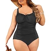 Daci Plus Size One Piece Swimsuit for Women Tummy Control Vintage Bathing Suits Ruched Swimwear