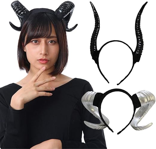 Amazon 保証付き Monoii 悪魔 角 ウィッグ デビル つの カチューシャ 悪魔の角 ヘアバンド 羊角 ハロウィン ツノ 付け角 コスプレ D344 コスプレ 仮装 通販