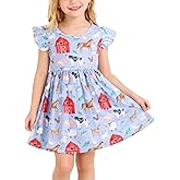 Toddler Girl Casual Dress Farm Animal Cow Print Ruffle Bottom Casual Dress Summer Clothes 2-8Y