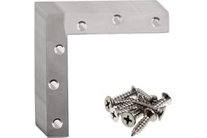 ULIFESTAR 4 Pack Stainless Steel L Shape Flat Corner Bracket Plate - Repair Mending for Wood, Metal Fixing, Joining Support Brace for Shelves, Furniture and Cabinet (120x120mm)