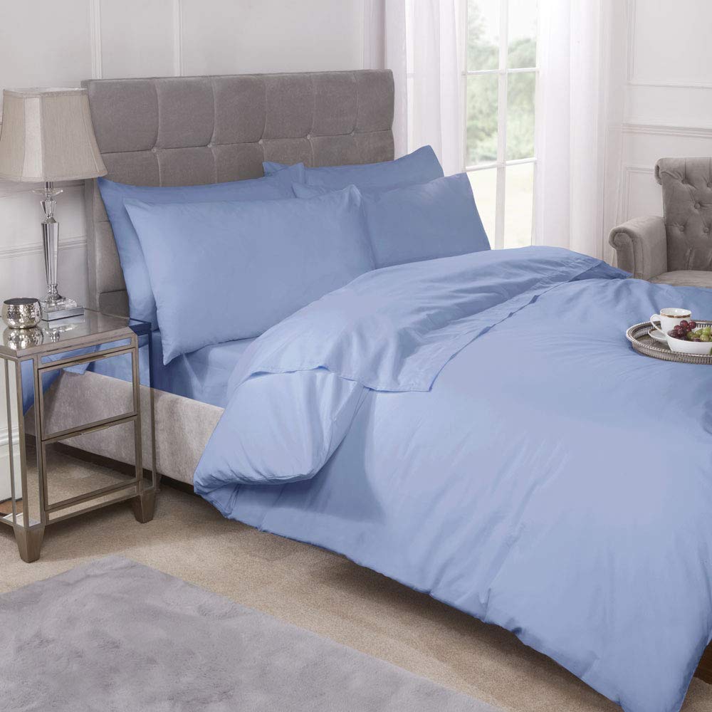 Emma Barclay 180 Thread Count Percale Fitted Valance Sheet in Blue - King Bed