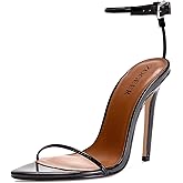 ZOGEER Women's Stiletto High Heeled Sandals 4.7 inch Sexy Strappy Open Toe Black Red Heels Wedding Party Evening Prom Dance Dressy Shoes