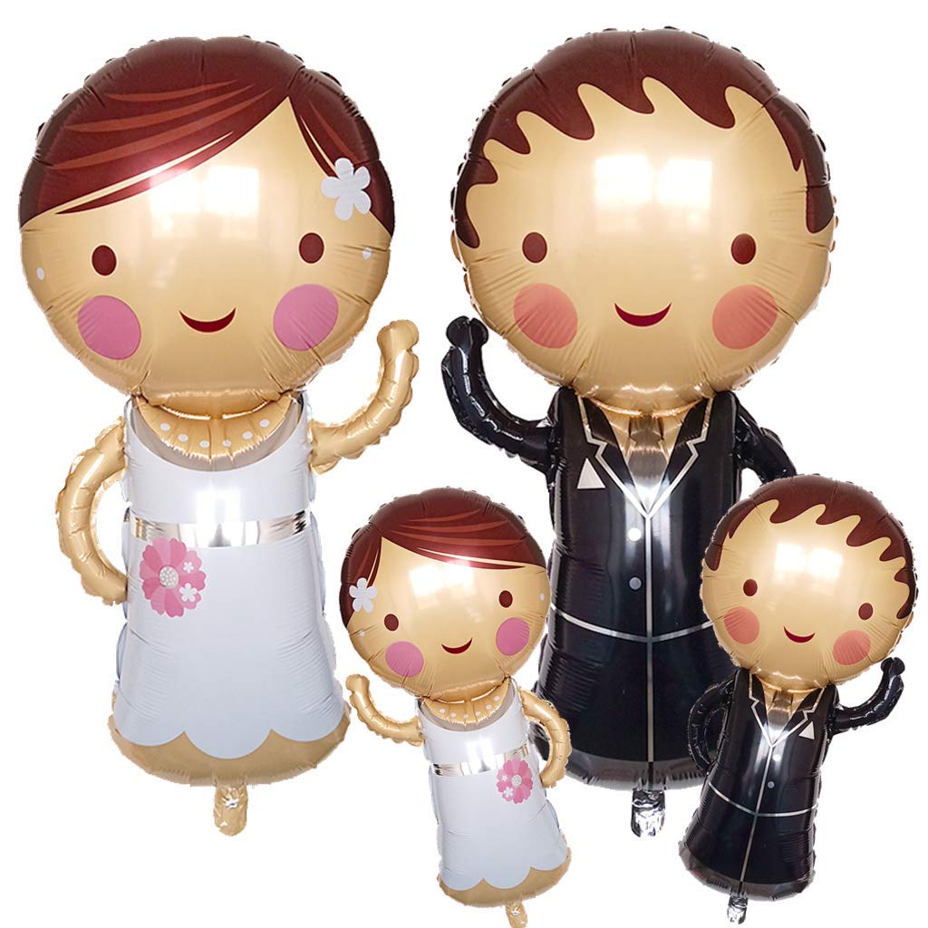 Ouceanwin 4 pieces Balloon Bridal Couple Foil Balloon Bride Groom, Balloon Mr and Mrs Wedding Decoration Wedding Helium Balloon for Engagement Valentine's Day Decoration Wedding Party