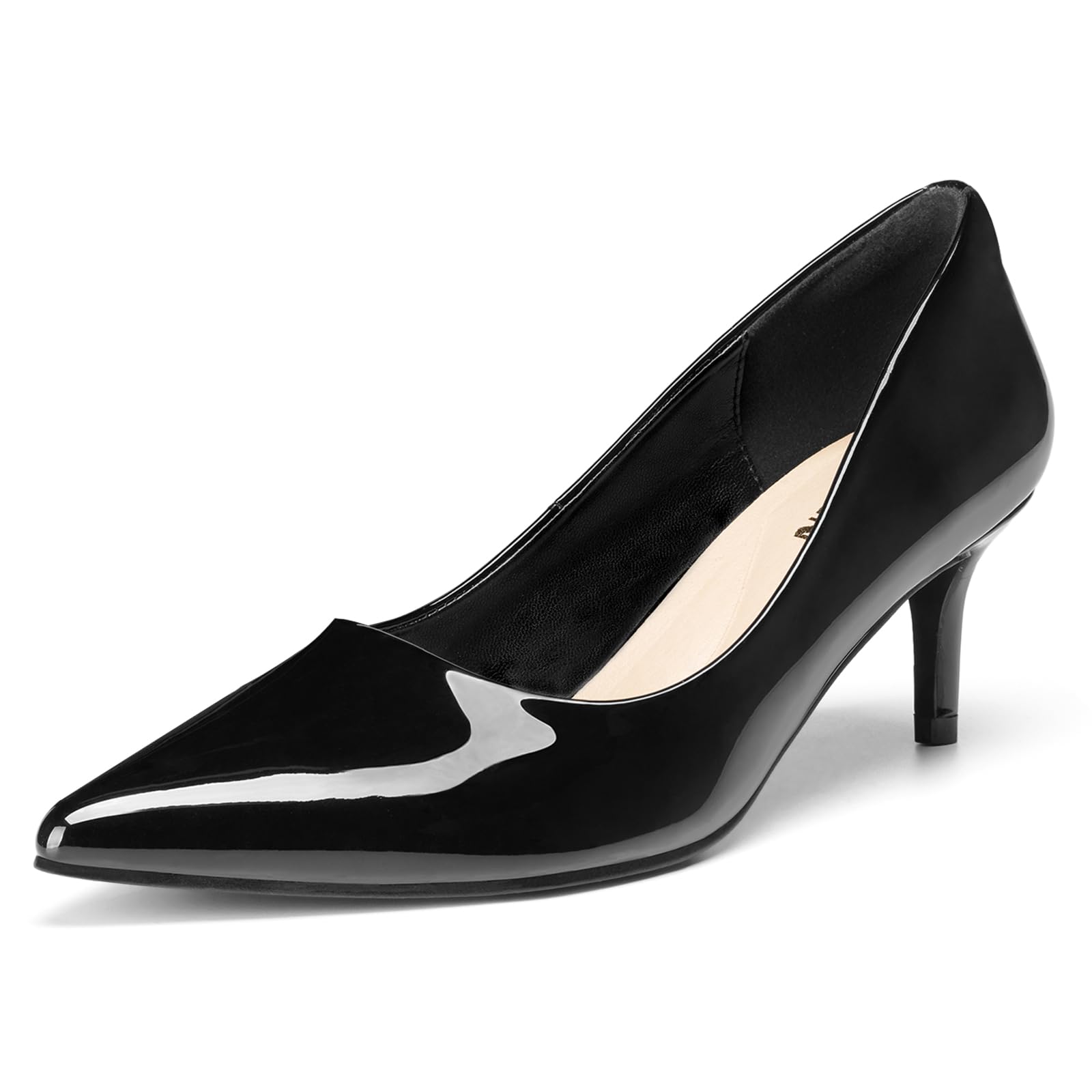 Photo 1 of ZURIN Women's Pointed Toe Comfortable Stiletto Heels Closed Toe Dress Pumps Shoes for Wedding Work Office Business 2 1/2 inch Metallic Black size 8 