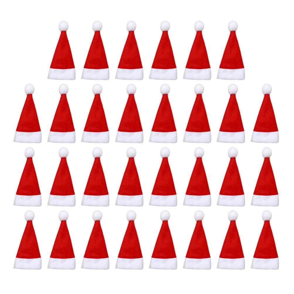 60pcs Mini Santa Claus Hat Cutlery Bags Xmas Silverware Holders Christmas Tableware Storage for Party Supplies Wine Bottle Covers Decor for Home and Restaurant