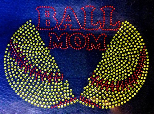Softball Ball Mom Pac-man Rhinestone Transfer Iron On