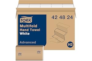 Tork Multifold Hand Towel White, 3-Panel, 250 Towels per Pack, 16 Packs, Fits H2 Towel Dispensers