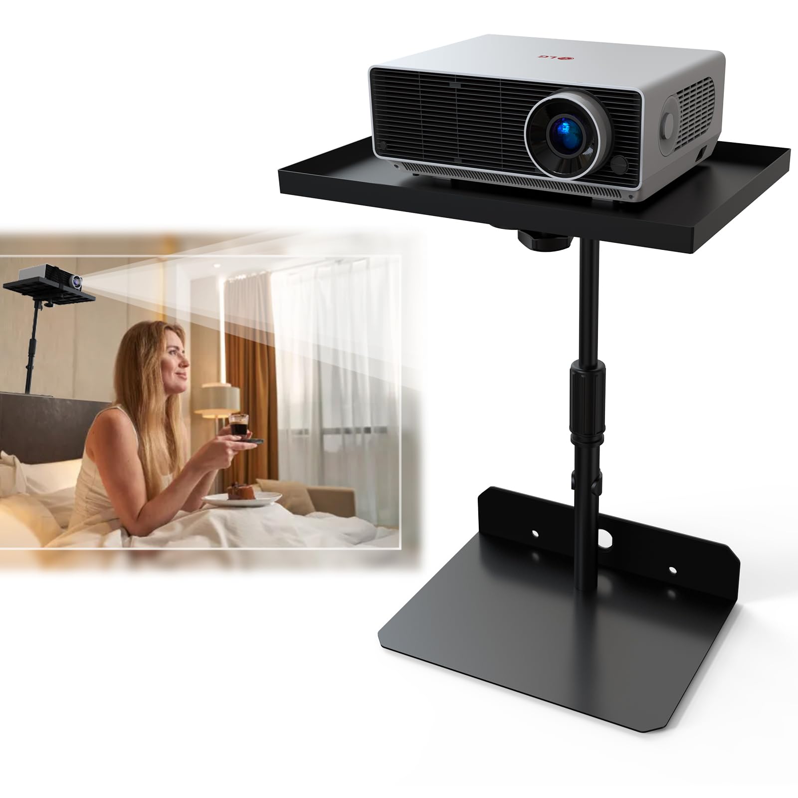 Photo 1 of WEGASTU Projector Stand From 9.5 "to 14.7",Height Adjustable?Hidden Shelf Desktop ?No Drilling,Projector For Desktop,Bedside Table,Bed,Home Office,Stage,Studio,DJ rack bracket installation