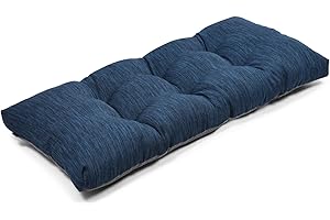 baibu 40 Inch Classic Solid Color Bench Cushion with Ties, Super Soft Indoor Outdoor Rectangle Bench Seat Cushion Standard Size Foam Pad with Non-Slip Bottom - One Pad Only (Dark Blue, 40x15x3in)