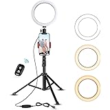 8" Selfie Ring Light with Tripod Stand & Cell Phone Holder for Live Stream/Makeup, UBeesize Mini Led Camera Ringlight for YouTube Video/Photography Compatible with iPhone Xs Max XR Android (Upgraded)