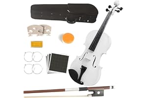 VERAHAUS MA 16-Inch Solid Wood Viola in White Finish - Handcrafted 4/4 Size Acoustic Viola for Students & Adults with Case, Bow, Rosin, Bridge & Strings