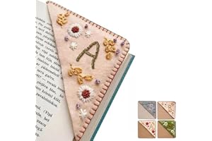 TOPALIVING Personalized Hand Embroidered Corner Bookmark 26 Letters Felt Triangle Corner Page Bookmark Handmade Stitched Book Marker Cute Flower Bookmarks for Book Reading Lovers Meaningful Gift (A, Spring)