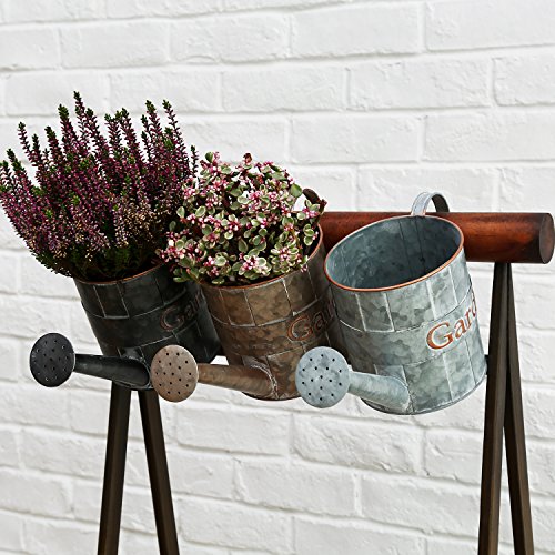 CEDAR HOME Metal Planter Flower Pot Succulent Container Garden Bucket for Indoor or Outdoor Balcony Patio Watering Can wiht Handle, 12.25" W x 5" D x 5.5" H, Black