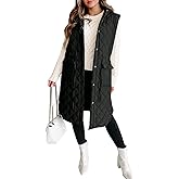 Tankaneo Women's Long Puffer Vest Sleeveless Hood Quilted Winter Outwear Warm Jackets Coats