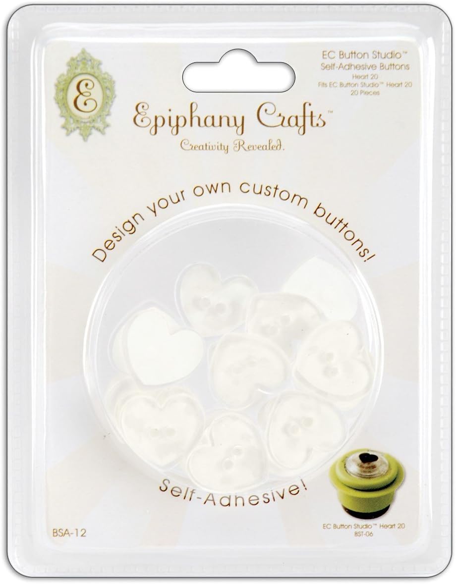 Epiphany Button Studio SelfAdhesive Buttons 20/PkgHeart 20