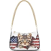 Shoulder Bags for Women American US Flag Independence Day Patriotic Hobo Tote Handbag Small Clutch Purse with Zipper Closure
