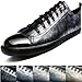 Men's Fashion Shoes Casual Sneakers, Genuine Leather for Men Silver Black 9