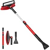 CGACOL Car Snow Brush Ice Scraper Remover with Squeegee 40 inch Long Handle Extendable Snow Removal Tool Windshield Snow Scra