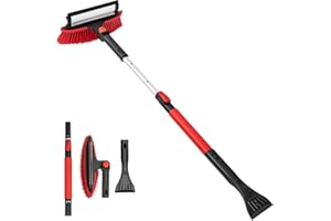 CGACOL Car Snow Brush Ice Scraper Remover with Squeegee 40 inch Long Handle Extendable Snow Removal Tool Windshield Snow Scra