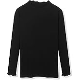 CUNYI Long Sleeve Tops for Girls T-Shirts Lightweight Cotton Toddler Tees Shirt with Lettuce Edge Neckline Cute Elegant