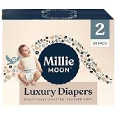 Millie Moon Luxury Disposable Baby Diapers Size 2 I 88 Count I, Ultra Soft Comfort, Absorbent Core for Day &amp; Night Use, Wetness Indicator, Gentle Materials, Secure Fit