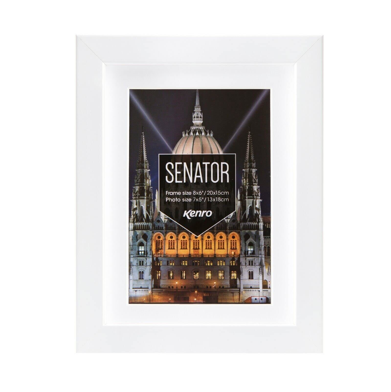 Kenro Senator White Wood Photo Frame A2 / 42x59.4cm with White Mat for Photo A3 / 29.7x42cm - SNFA3W