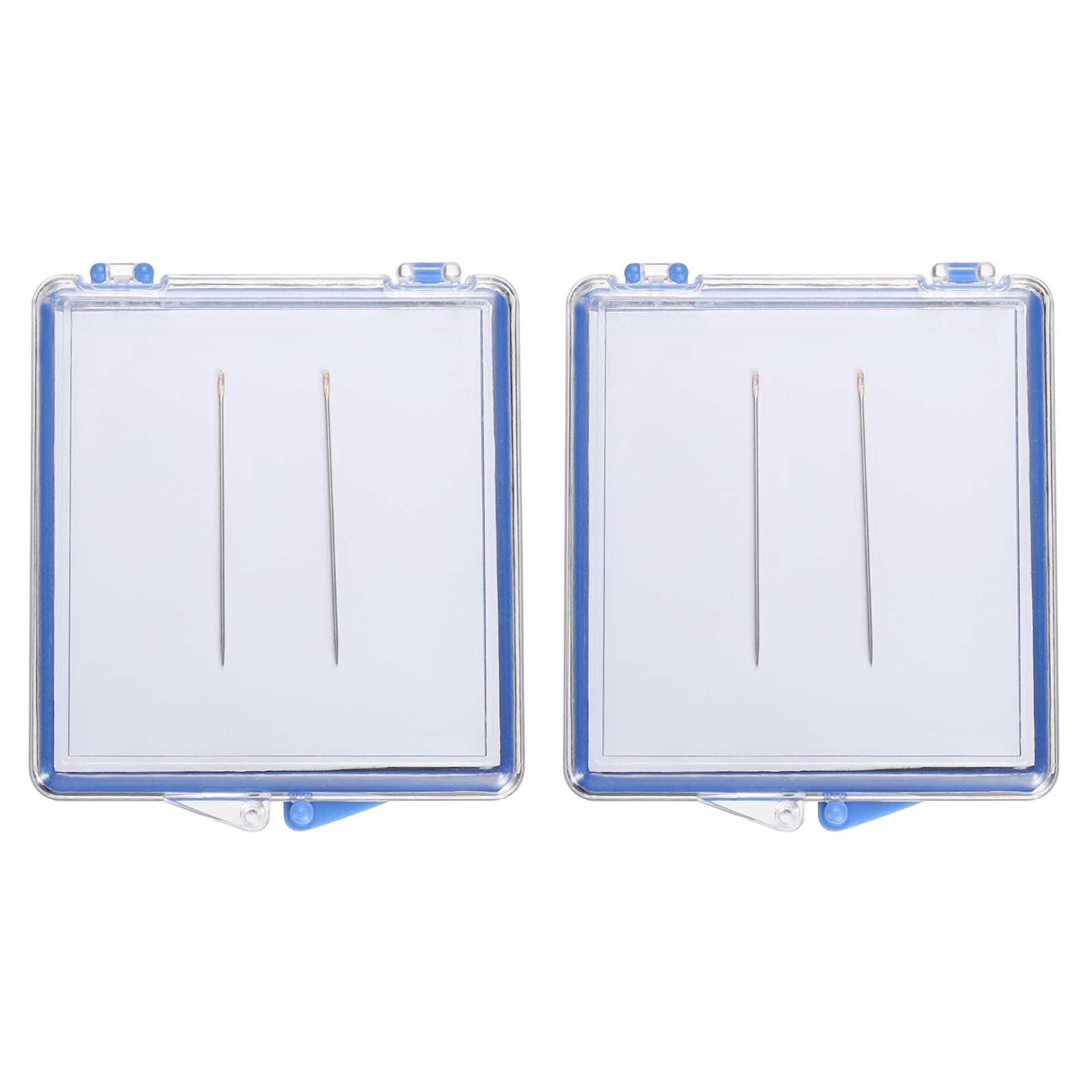 PATIKIL Magnetic Needle Storage Case, 2 Pcs Plastic Portable Sewing Pin Keeper Needle Organizer Box Container for Embroidery Knitting Stitching, Blue