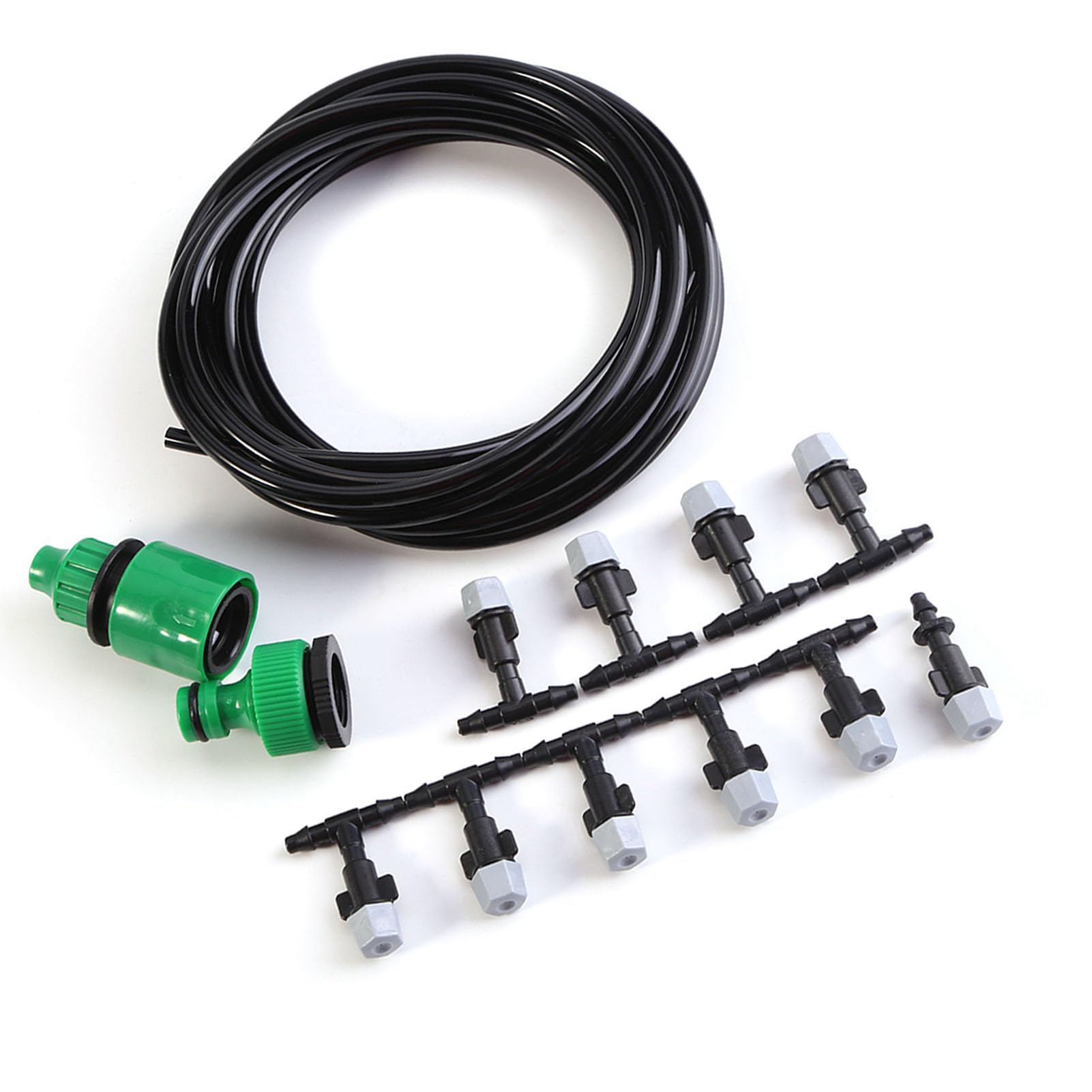 Misting Cooling System for Outdoor Garden Patio Greenhouse, 5M Sprinkler Irrigation Kit with 4/7mm Tubing, Misting Nozzle, Faucet Adapter, Drip Watering System